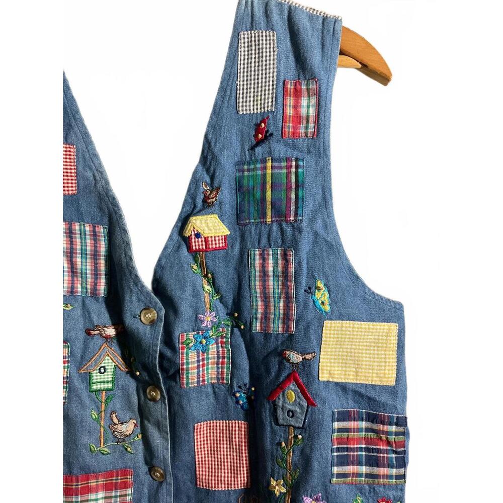 Vintage Embroidered Patchwork Vest by Casey & Max M/Large - Picture 5 of 8